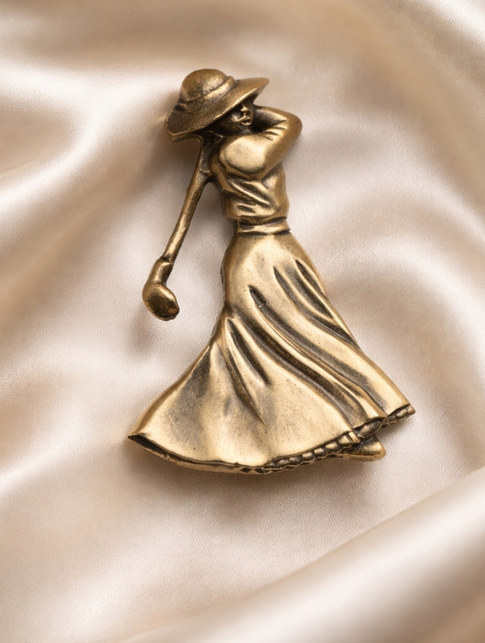 Victorian Lady  Golfer Brooch By Fort
